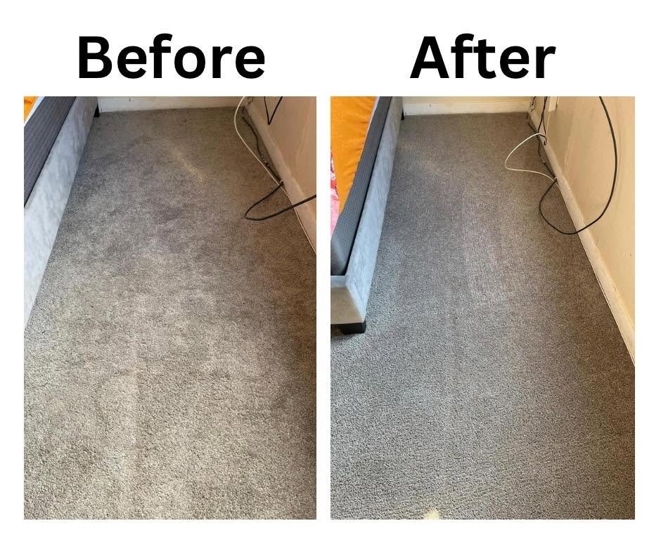 Before and after carpet cleaning result
