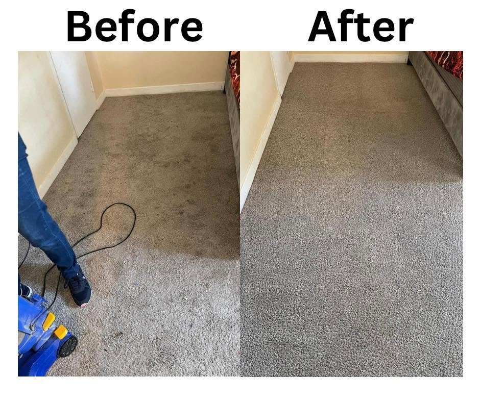 Before and after carpet cleaning