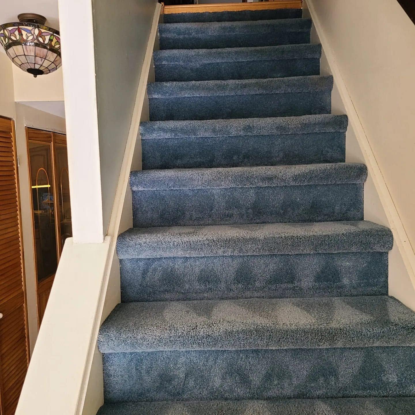 Clean carpeted stairs