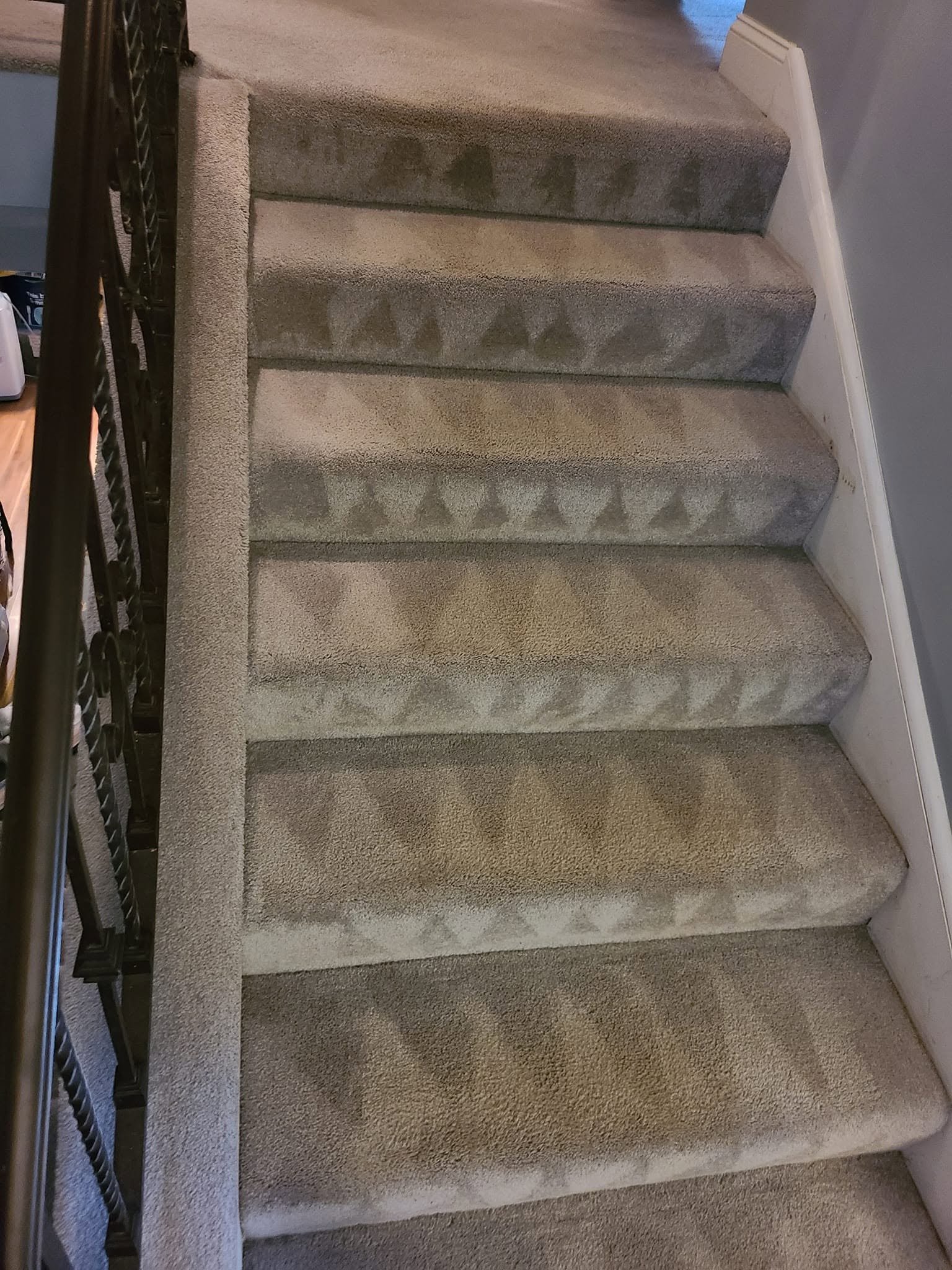 Clean carpeted stairs after service